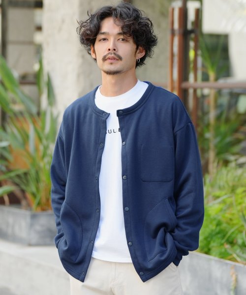 裏起毛 スナップボタン クルーカーディガン カーディガン メンズ オフィス 制服 スクール トップス ライトアウター ジギーズショップ Jiggys Shop Magaseek