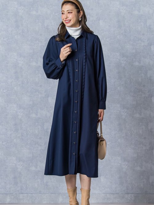 セール ピンタックシャツワンピース 洗濯機で洗える クイーンズコート Queens Court Magaseek