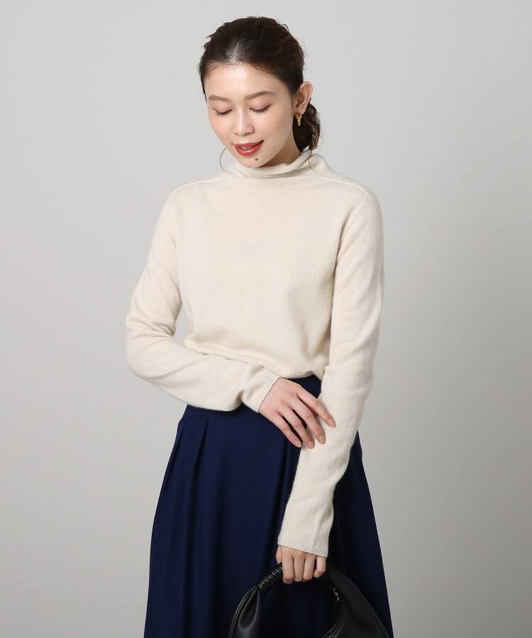 セール】【選べる7色展開】カシミヤ100% ボトルネックニット<きれいめ