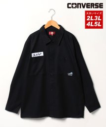 MARUKAWA(大きいサイズのマルカワ)/☆【CONVERSE】コンバース 大きいサイズ[2－5L] ワッペン刺繍ワークシャツ/ブラック