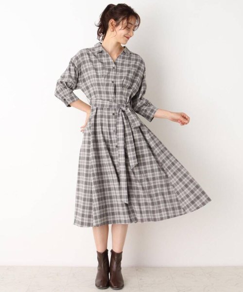 キレイ目 オフィススタイル ウエストマークですっきり見え チェックシャツワンピース イッツデモ Its Demo Magaseek
