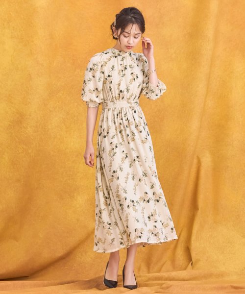 セール ドレス プラス Dress ワンピース 花柄 半袖 ミモレ丈 フレアワンピース Magaseek