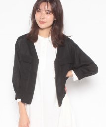 NICE CLAUP OUTLET(ナイスクラップ　アウトレット)/【natural couture】麻レーヨン涼しげお上品ライトブルゾン/ブラック