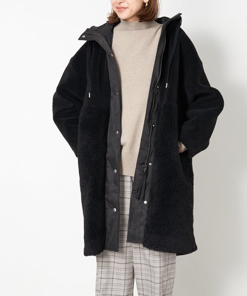 MICA&DEAL(マイカアンドディール)/hooded boa coat/BLACK