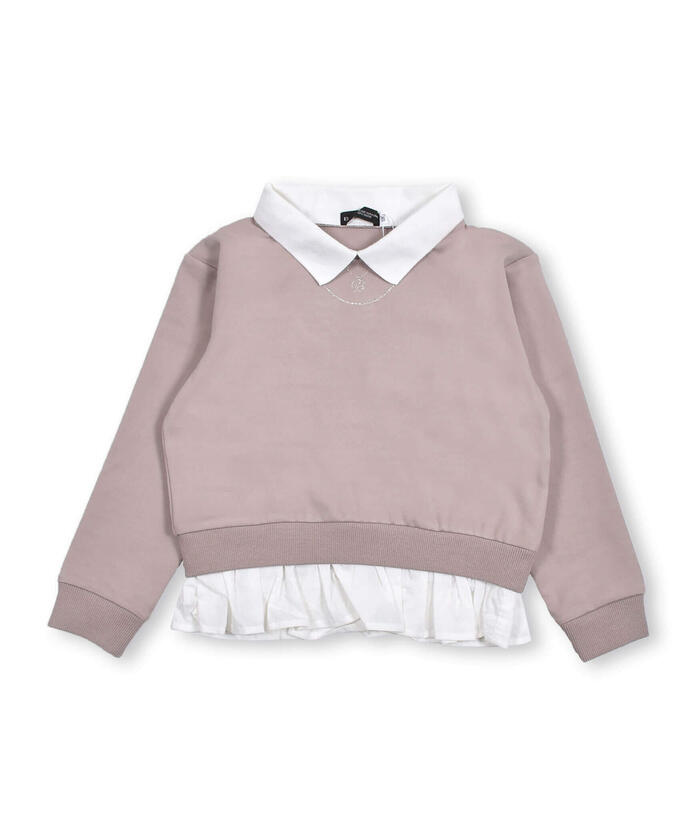 ポリエステ】 ポンチ ネックレス 刺繍 ドッキング トレーナー 子供服