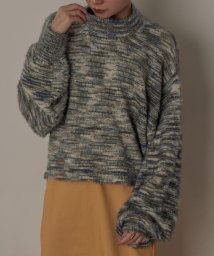 Fashion Letter/Fashion Letter ファッションレター ニット セーター シャギーヤーン プルオーバー 総柄 ボーダー ショート丈 もこもこ フリンジ トップス 秋冬/504990525