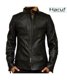 Haruf(ハルフ)/レザージャケット ライダースジャケット 革ジャン 本革 メンズ シングルライダース バイクジャケット カウレザー UK3MAR/ブラック