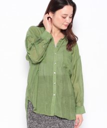 NICE CLAUP OUTLET(ナイスクラップ　アウトレット)/【natural couture】ダブルポケットシアーシャツ/グリーン