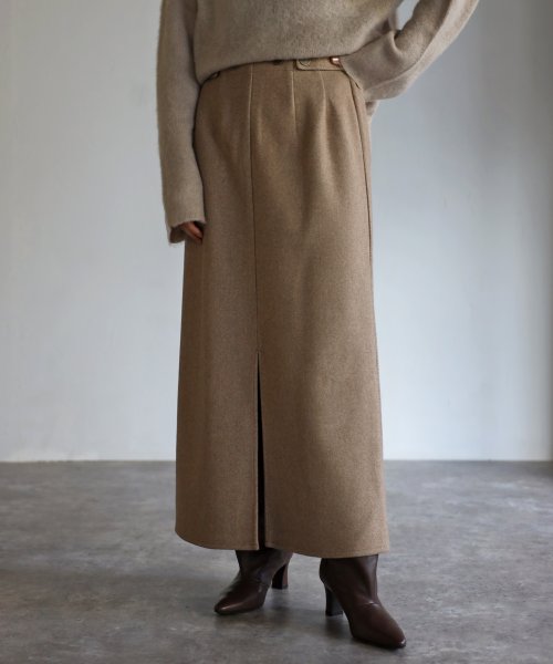 Bonjour Sagan(ボンジュールサガン)/【セットアップ対応商品】フロントスリットペンシルスカート/GRAY-BEIGE