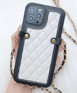 Lace Ladies/チェーンストラップ付モノトーンキルティングPUレザーiPhoneケース/504995500