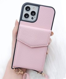 Lace Ladies(レースレディース)/ストラップ付き PUレザー多機能iPhoneケース/ピンク