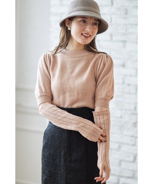 tocco closet(トッコクローゼット)/アームウォーマー付き２ＷＡＹニットプルオーバー/GRAYSH PINK