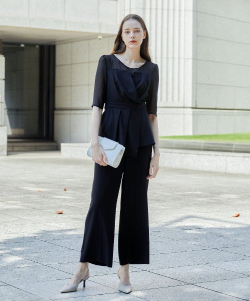 Niana ニアナ ブラックフォーマル セットアップ レディース 2点セット セレモニー ブラウス ワイドパンツ パンツドレス 結婚式 二次会 謝恩会 入園式 ニアナ Niana Magaseek