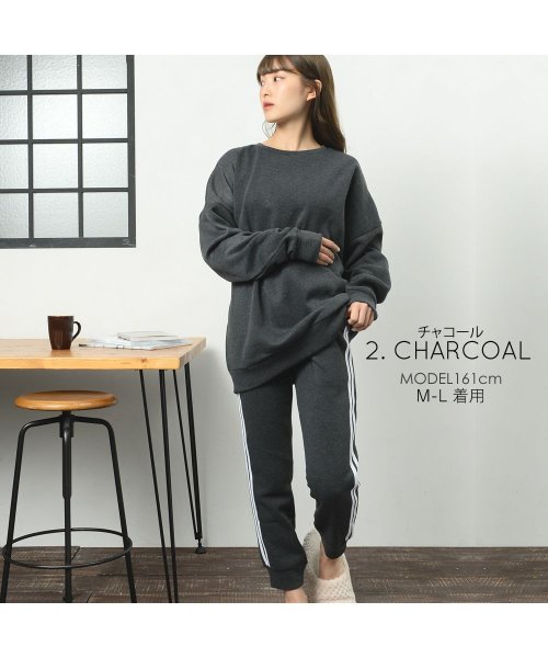 セール クララ ウィメン Clarah Women パジャマ 裏起毛 あったか ラインパンツ ルームウェア レディース 部屋着 秋 冬 暖かい Magaseek