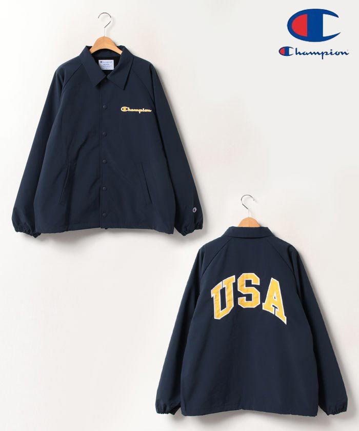 【Champion/チャンピオン】USA コーチジャケット / メンズ レディース ユニセックス ウィンドブレーカー ナイロン バックロゴ カレッジ  USA