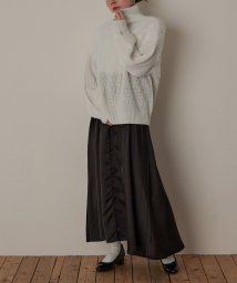 Fashion Letter/Fashion Letter ファッションレター ニット セーター ハイネック タートルネック プルオーバー 無地 シャギー ファー ランタンスリーブ ボリュー/504998558