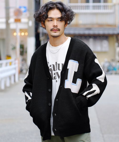 ボーンモチーフカーディガン カーディガン メンズ ニット トップス オフィス ビジネス 制服 スクール ジギーズショップ Jiggys Shop Magaseek