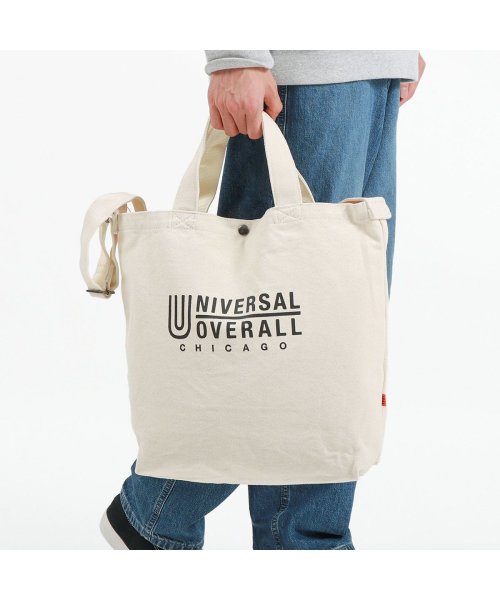 UNIVERSAL OVERALL(ユニバーサルオーバーオール)/ユニバーサルオーバーオール トートバッグ UNIVERSAL OVERALL スーベニアコットン2WAYトート ショルダーバッグ B4 15L UVO－082/ホワイト