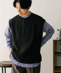 ITEMS URBANRESEARCH(アイテムズアーバンリサーチ（メンズ）)/裏起毛ベスト+ストライプシャツ セット/BLK