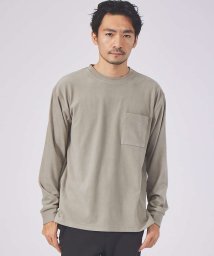 ABAHOUSE(ABAHOUSE)/起毛 スムース クルーネック ロング Tシャツ/グレージュ