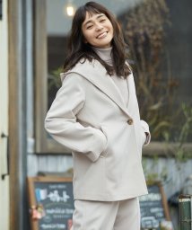 NIJYUSANKU（LARGE SIZE）(２３区（大きいサイズ）)/【CLASSY.1月号掲載】ウールカシミヤビーバー フード付き ショートコート/ライトベージュ系