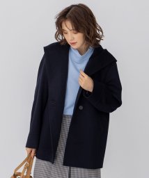 NIJYUSANKU（LARGE SIZE）(２３区（大きいサイズ）)/【CLASSY.1月号掲載】ウールカシミヤビーバー フード付き ショートコート/ネイビー系