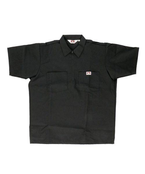 BACKYARD FAMILY(バックヤードファミリー)/BEN DAVIS ベンデイビス HalfZipper Short Sleeve Shirt Solid/ブラック
