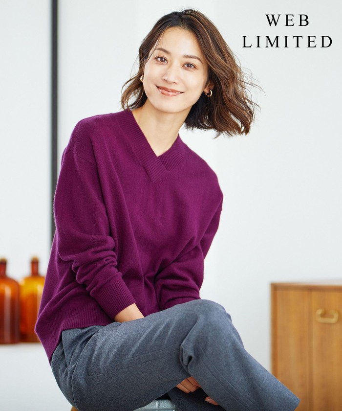 セール】【洗える・WEB限定カラーあり】CASHMERE BLEND Vネック ニット