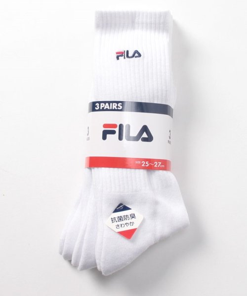FILA socks Mens(フィラ　ソックス　メンズ)/ベーシック ロゴ刺繍 リブハイソックス 3足組 メンズ/その他1