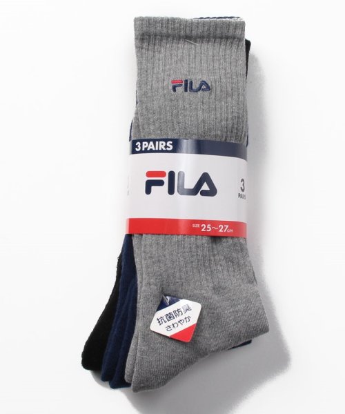 FILA socks Mens(フィラ　ソックス　メンズ)/ベーシック ロゴ刺繍 リブハイソックス 3足組 メンズ/その他3