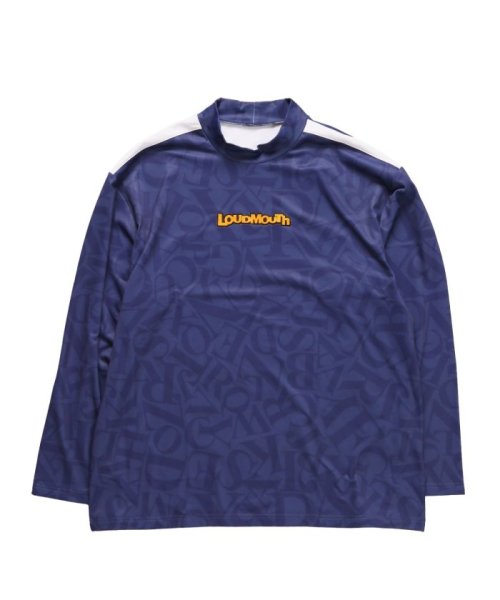 GRAND-BACK(グランバック)/【大きいサイズ】ラウドマウス/LOUDMOUTH 裏起毛 モックネック 長袖 メンズ Tシャツ カットソー カジュアル インナー ビジネス ギフト プレゼント/ネイビー