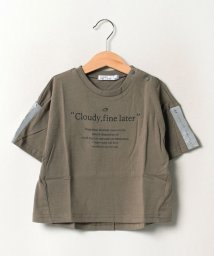 cloudy fine later(クラウディファインレイター)/反射プリント7分丈Tシャツ/モカブラウン