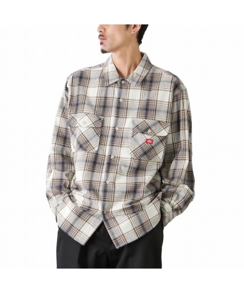 MAC HOUSE(men)(マックハウス（メンズ）)/[大きいサイズ] Dickies ディッキーズ ネルチェックワークシャツ キングサイズ 2478－2071KG/アイボリー