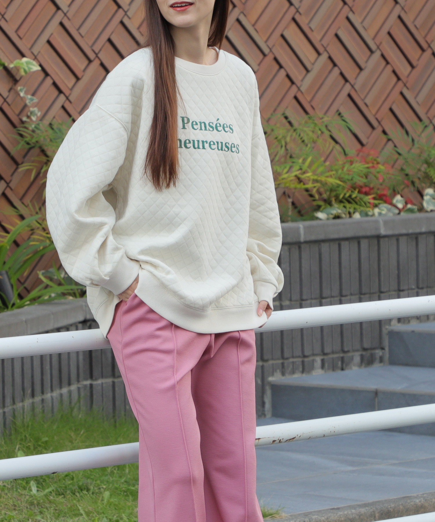 rosymonster キルティングトップス チュニック ハッピーモチーフ 黒