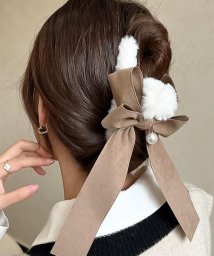 shoppinggo/ヘア留め ヘアアクセサリー フェイクファーリボン付きバンスクリップ 髪飾り/505005688