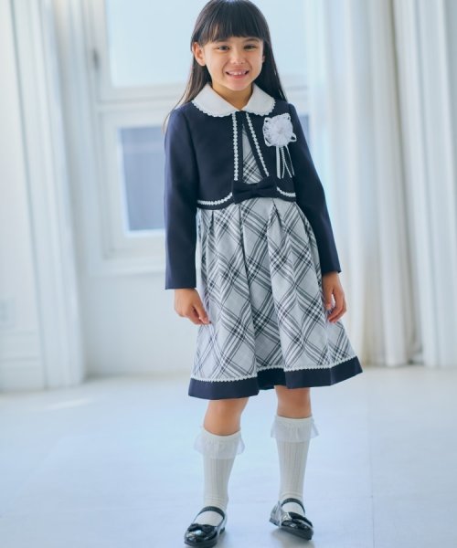 SHOO・LA・RUE(Kids) (シューラルーキッズ)/【セレモニー】格子チェックワンピースセット/グレー（212）