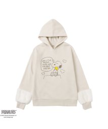 MAC HOUSE(kid's)(マックハウス（キッズ）)/PEANUTS SNOOPY 袖ファー切替プルオーバーパーカー 335159210－B/ベージュ