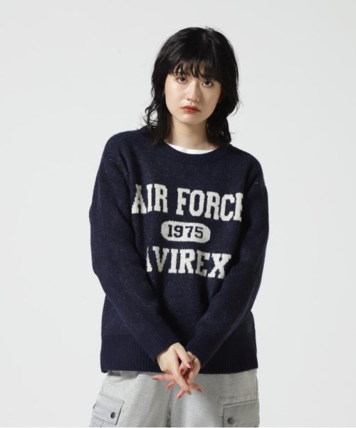 AVIREX(AVIREX)/JACQUARD LOGO KNIT TOPS/ ジャガードロゴニットトップス/ネイビー