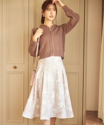 tocco closet(トッコクローゼット)/フラワープリントタックフレアスカート/BEIGE