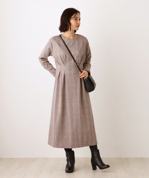 グレンチェックタックワンピース アフタヌーンティー リビング Afternoon Tea Living Magaseek