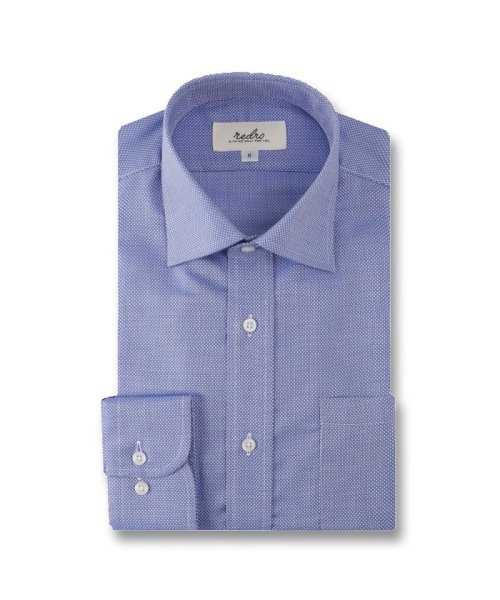 TAKA-Q(タカキュー)/綿100％ スタンダードフィット ワイドカラー 長袖 ワイシャツ/ブルー