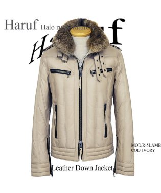 Haruf/本革 ダウンジャケット ダウンコート シングルライダースジャケット レザージャケット 革ジャン メンズ 秋冬 HR5L/505008262