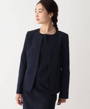 OPAQUE.CLIP/DELEGANT ダブルクロスキーネックジャケット【OPAQUE.CLIP NAVY】/505008330