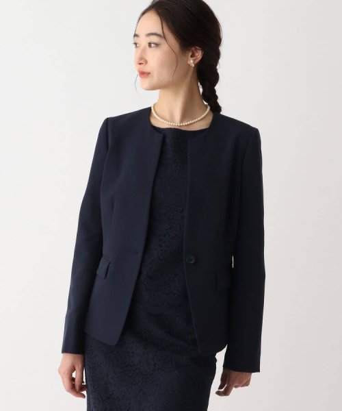 OPAQUE.CLIP(オペークドットクリップ)/DELEGANT ダブルクロスキーネックジャケット【OPAQUE.CLIP NAVY】/ネイビー（093）