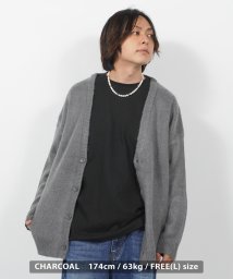 1111clothing(ワンフォークロージング)/WJQ モヘアタッチ ルーズカーデ/チャコールグレー