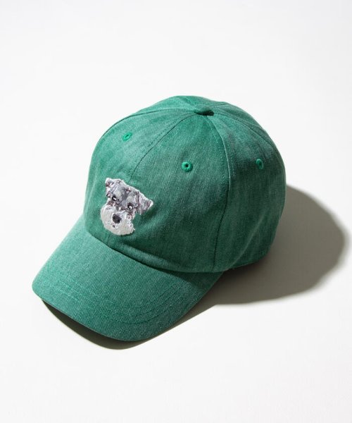 GLOSTER(GLOSTER)/【GLOSTER/グロスター】WASHED DOG embroidery CAP キャップ/グリーン