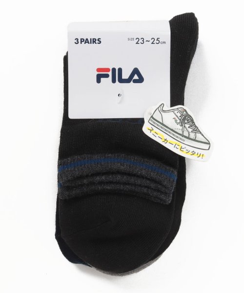 FILA socks Ladies(フィラ　ソックス　レディース)/配色ライン クルーソックス 3足組 レディース/その他1