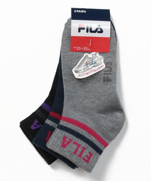 FILA socks Ladies(フィラ　ソックス　レディース)/配色ライン リブソックス 3足組 レディース/その他1