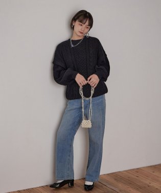 Fashion Letter/Fashion Letter ファッションレター ニット セーター ケーブル編み プルオーバー 無地 バックスリット モード バックスタイル ゆったり ビッグシ/505009536