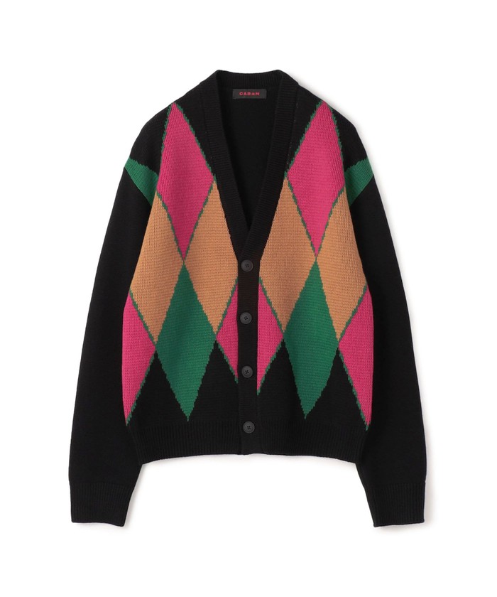 CABaN ウール アーガイルジャカードVネックカーディガン(505011054